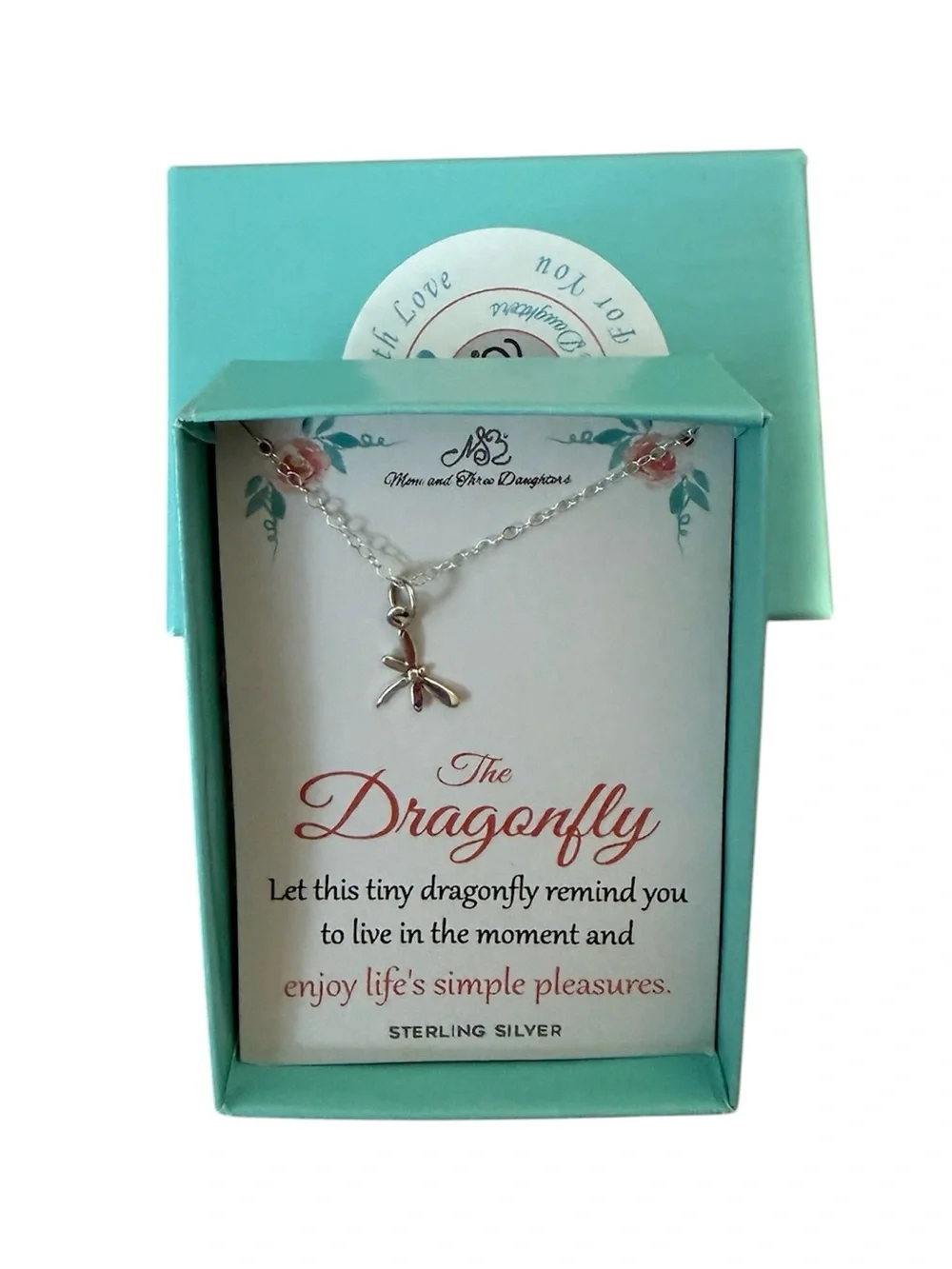 Sterling Silver Dainty Dragonfly Necklace Magnet Closure